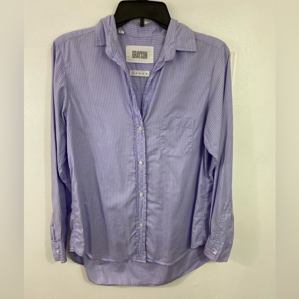 Grayson The Hero Shirt Women's 100% Cotton Striped Button Up Shirt SZ 01 XS